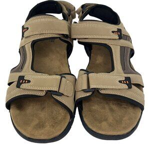 Khombu Mens 12M Outdoor Hiking Sandals Brown Tan Hook and Loop Comfort 120154